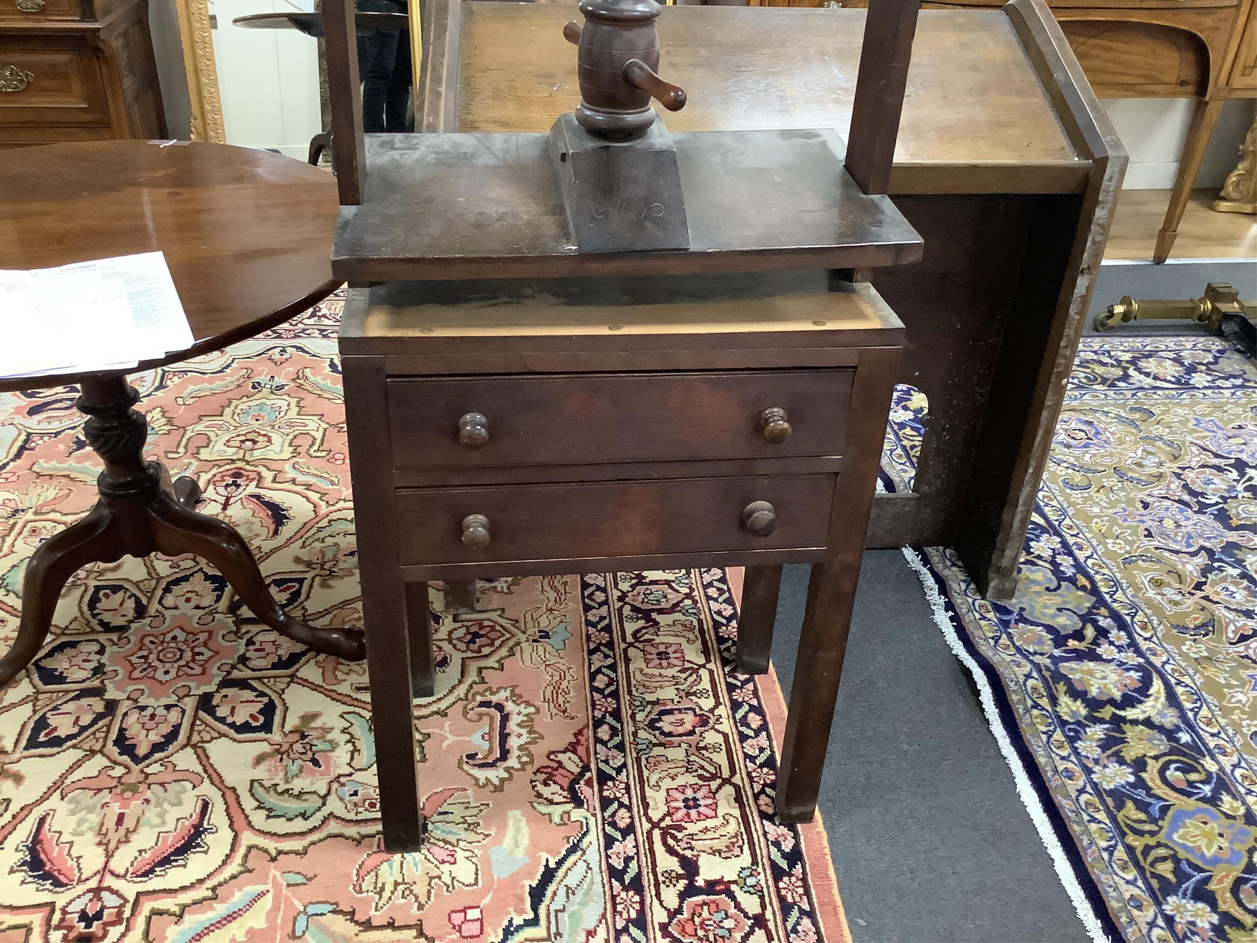 A Victorian mahogany book press, width 60cm, depth 35cm, height 132cm. Condition - fair